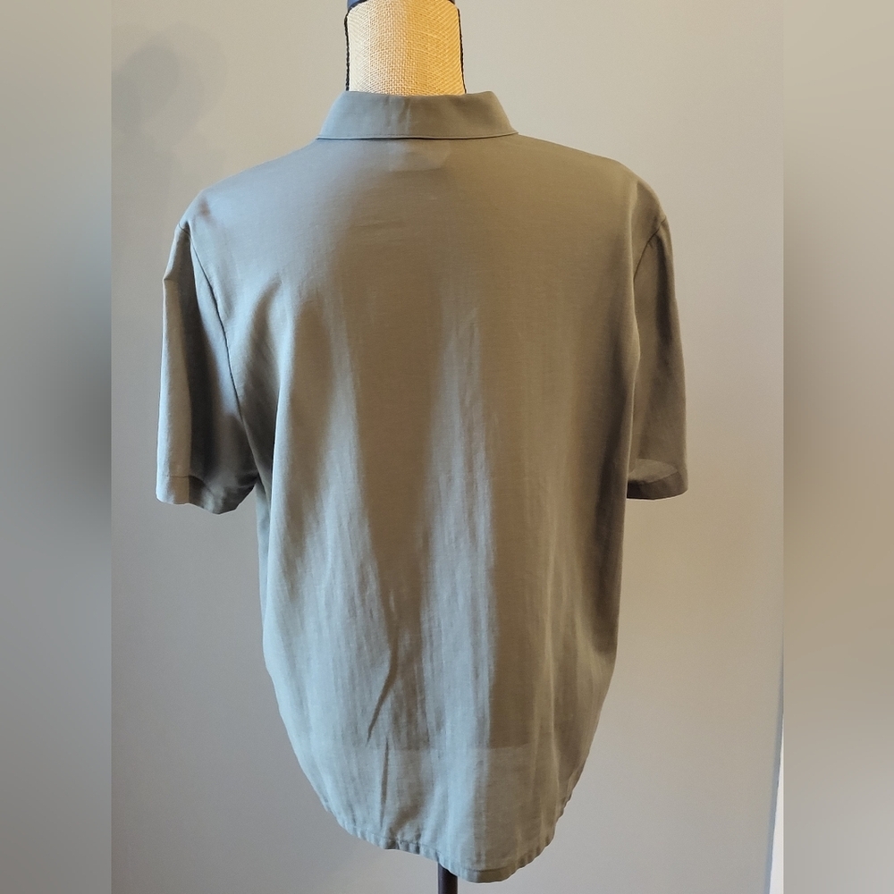 Geiger Collections Army Green Linen Short Sleeve Linen Blouse Size 42 (Size 12) - Picture 5 of 9